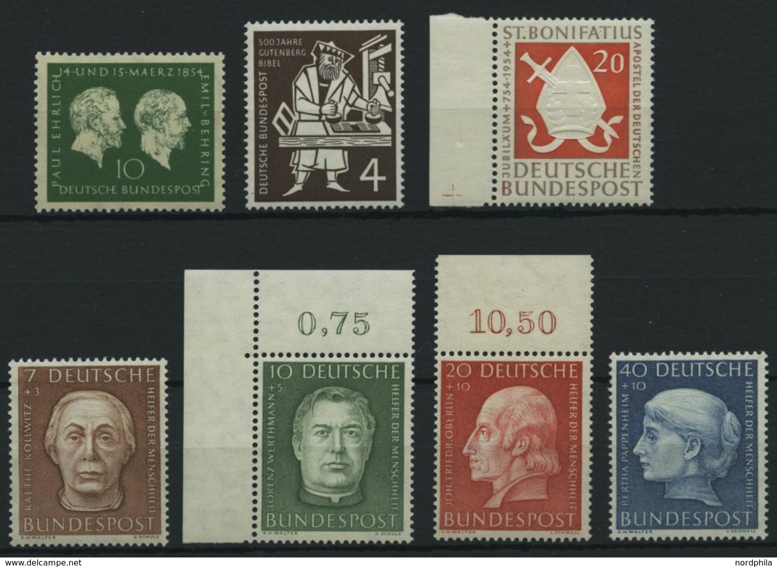 BUNDESREPUBLIK 197-203 **, 1954, 7 Prachtwerte, Mi. 77.80 - Oblitérés