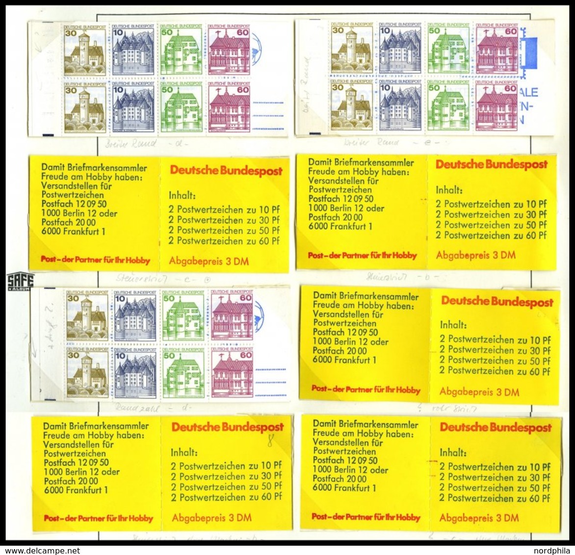 ZUSAMMENDRUCKE A.MH 21-W 78 **,o , 1977-82, Sammlung Burgen Und Schlösser Mit Diversen Verschiedenen Markenheftchen Mit  - Usati