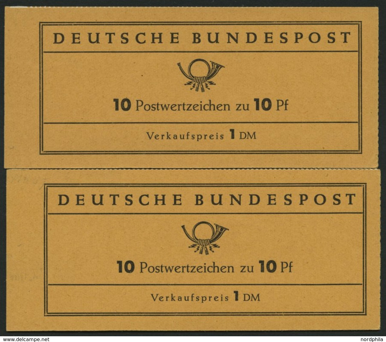 MARKENHEFTCHEN MH 6fbIV **, 1960, Markenheftchen Heuss Lumogen, Nachauflage, Mit Rahmendruck R1 Und R2, 2 Heftchen Prach - Sonstige & Ohne Zuordnung