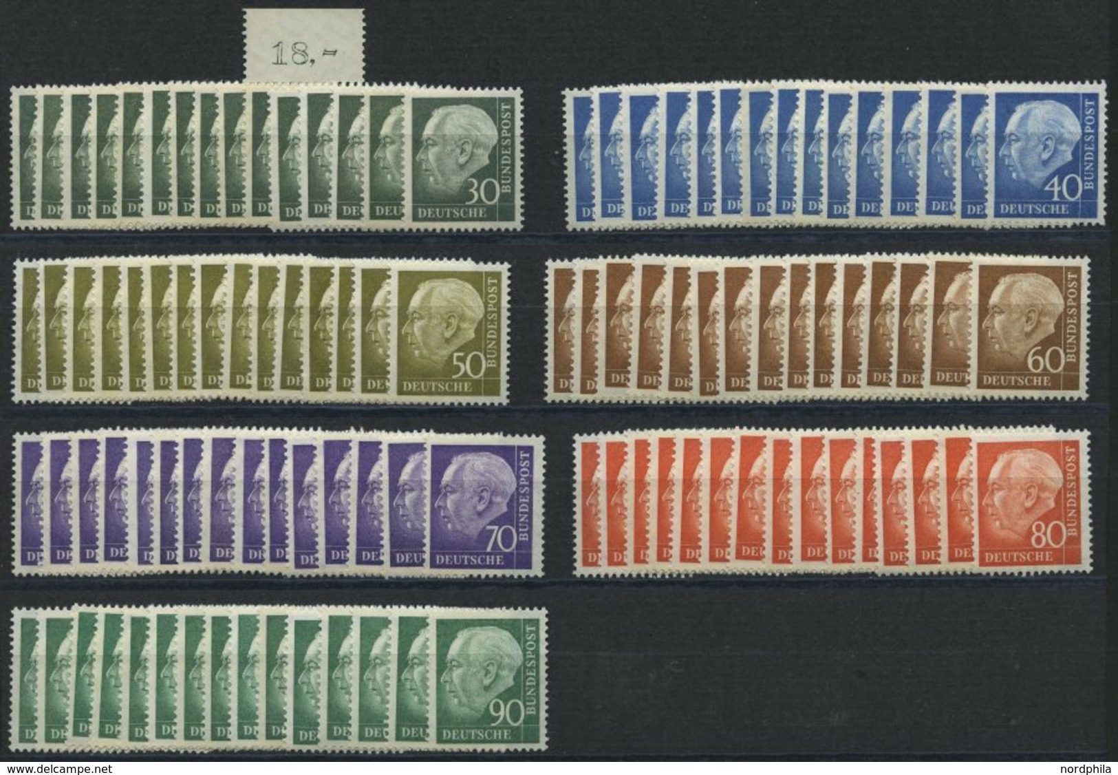 ENGROS 259-65 **, 1960, Heuss II, 15 Sätze Fast Nur Pracht, Mi. 600.- - Abarten Und Kuriositäten