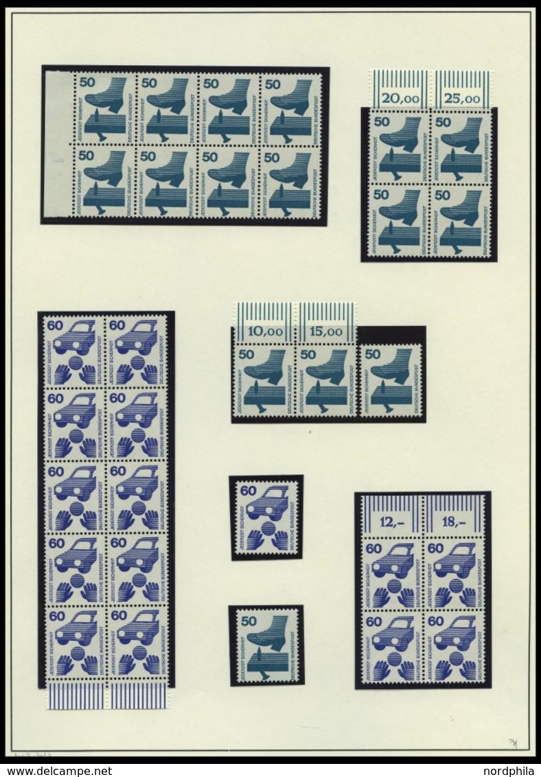 BUNDESREPUBLIK 694-703 Paar **, 1971, Unfallverhütung In Waagerechten Paaren (9x), Pracht, Mi. 630.- - Abarten Und Kuriositäten