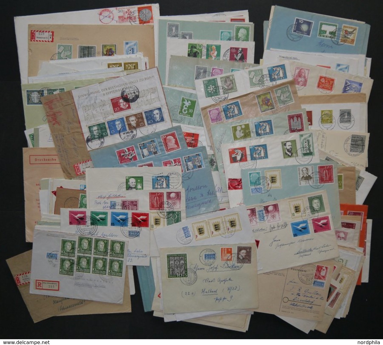 LOTS 1951-61, Interessante Partie Von 200 Briefen Mit Meist Verschiedenen Sondermarken-Frankaturen, Dabei Viele Eilbrief - Used Stamps