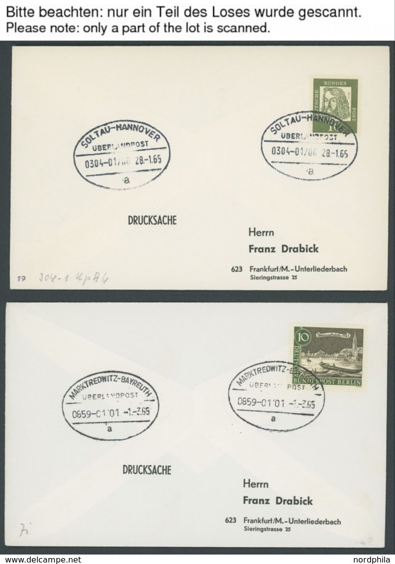 LOTS 1964/66, Überlandpoststempel Auf 33 Verschiedenen Frankierten Drucksachenbelegen, Pracht - Gebraucht