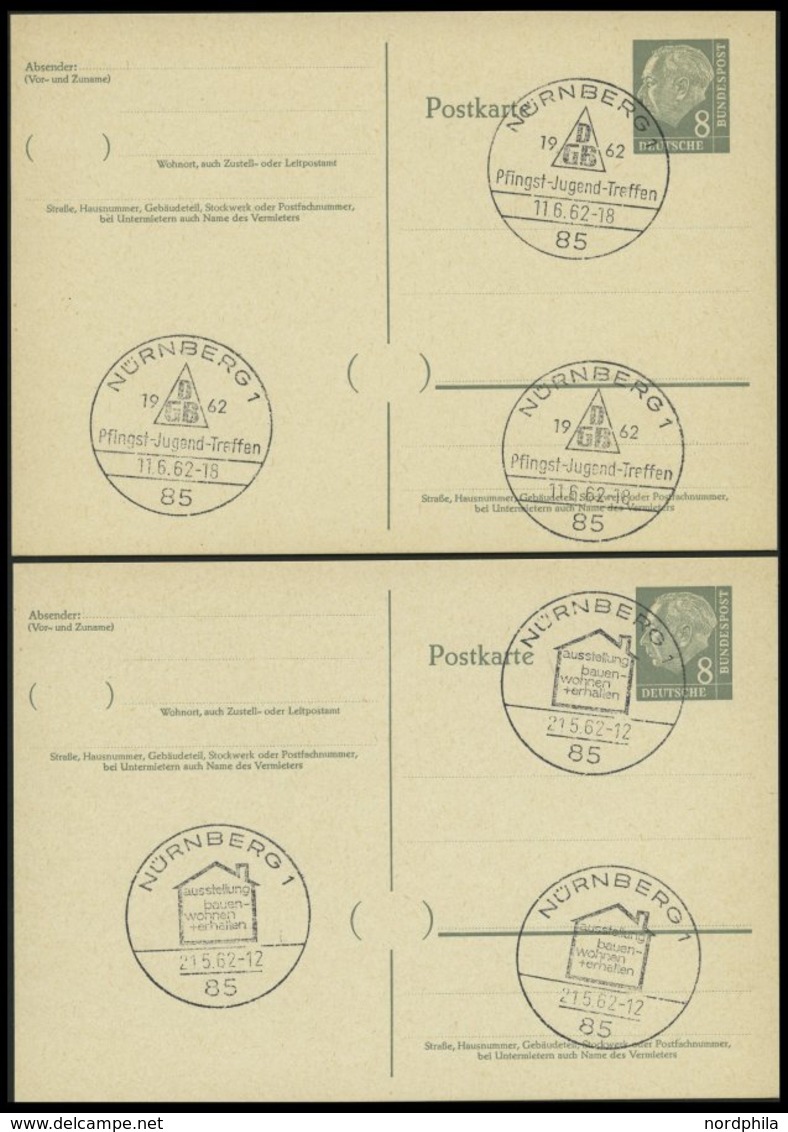 GANZSACHEN P 36 BRIEF, 1961, 8 Pf. Heuss Mit Postfachnummer Statt Postschließfachnummer, 5 Leer Gestempelte Karten Mit V - Collections