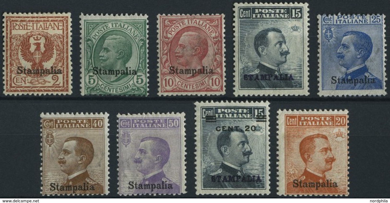 ÄGÄISCHE INSELN 3-11XIII *, 1912-22, STAMPALIA, Falzrest, 9 Prachtwerte, Mi. 140.- - Aegean