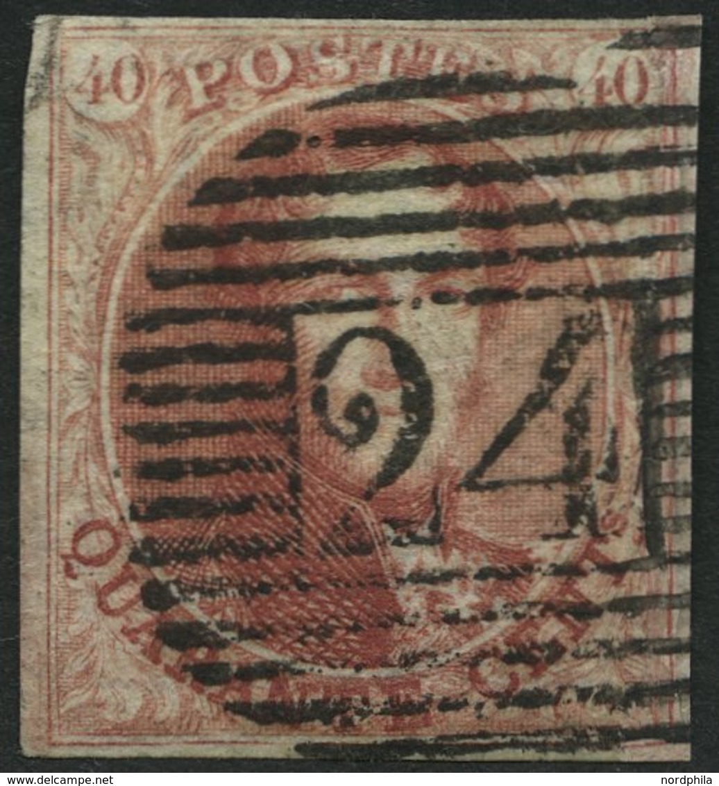 BELGIEN 5A O, 1849, 40 C. Rosa/karmin, Nummernstempel 24, Pracht, Mi. 450.- - Belgique