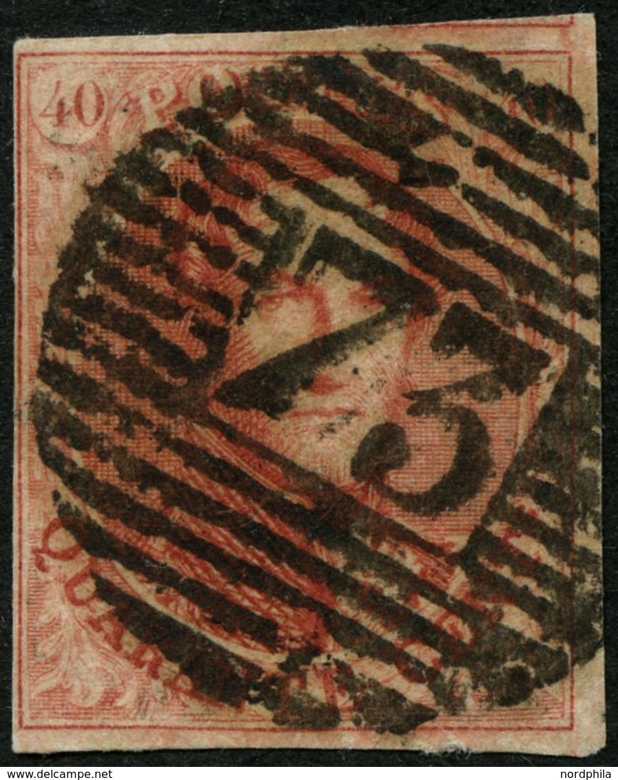 BELGIEN 9II O, 1858, 40 C. Karminrosa, Nummernstempel 73, Pracht - Belgique