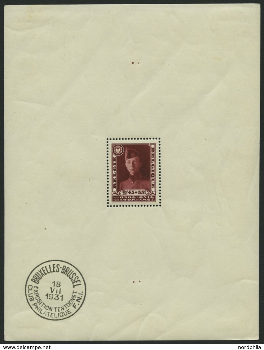 BELGIEN Bl. 2 *, 1931, Block Kriegsinvaliden, Falzrest Im Rand, Einzelmarke Postfrisch, Pracht - Belgium