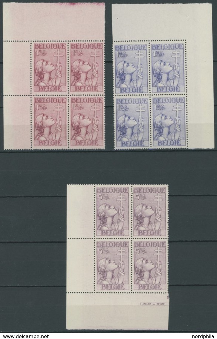 BELGIEN 366-72 VB **, 1933, Tuberkulose In Eckrandviererblocks, Prachtsatz, R!, Mi. 3200.- - Belgium