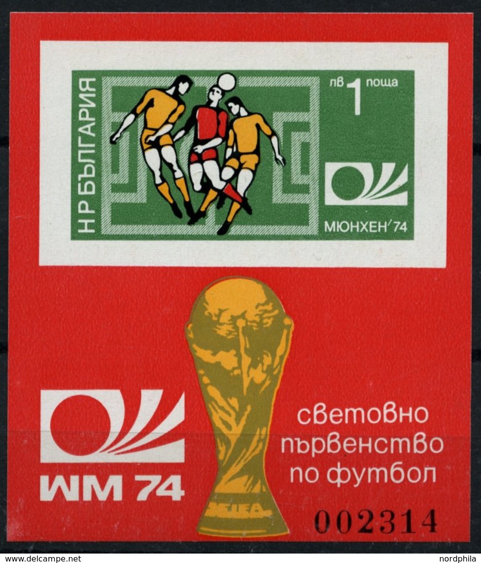 BULGARIEN Bl. 47B **, 1974, Block Fußball-Weltmeisterschaft, Ungezähnt, Pracht, Mi. 60.- - Autres & Non Classés