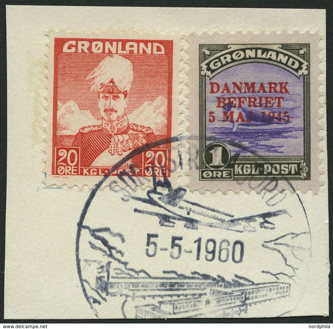 GRÖNLAND - DÄNISCHE POST 17,26 BrfStk, 1960, 1 Ø DANMARK/BEFRIET Mit 20 Ø Zusatzfrankatur Auf Prachtbriefstück - Other & Unclassified