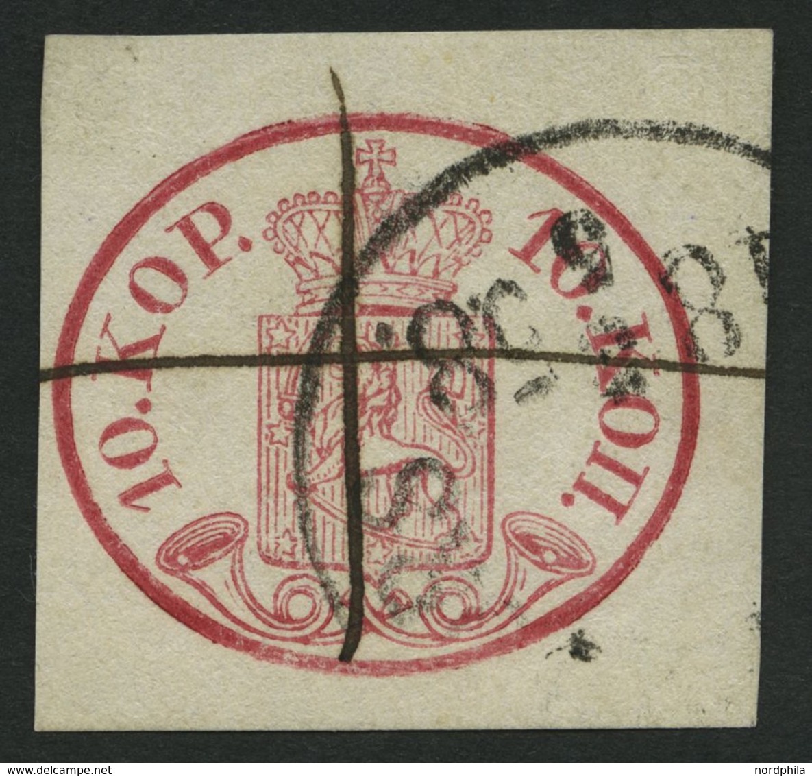 FINNLAND 2x O, 1856, 10 K. Karmin, Gewöhnliches Papier, Mit Ortsstempel Und Federkreuz, Breitrandig, Pracht, Gepr. Pfenn - Altri & Non Classificati