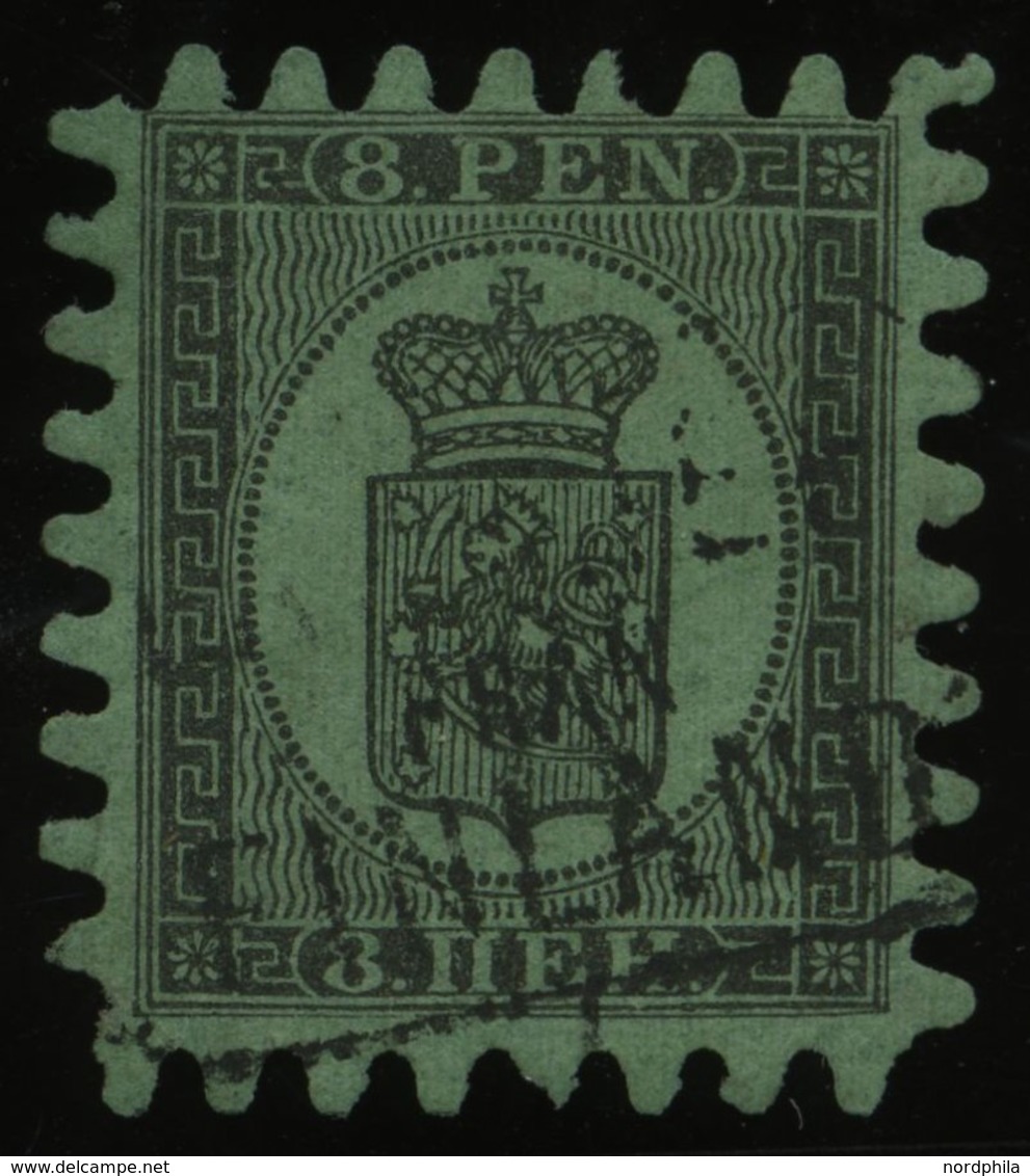 FINNLAND 6Bx O, 1866, 8 P. Schwarz Auf Grün Mit Seltenem R3 LADBREF FRAN FINNLAND, Praktisch Alle Zungen, Punkthelle Ste - Sonstige & Ohne Zuordnung