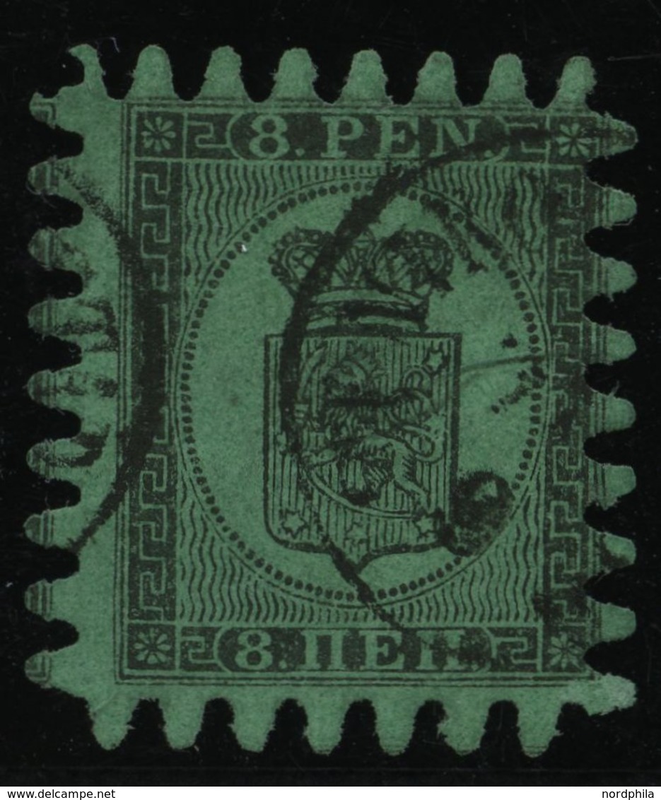 FINNLAND 6Cx O, 1867, 8 P. Schwarz Auf Grün, Praktisch Alle Zungen, Pracht - Sonstige & Ohne Zuordnung