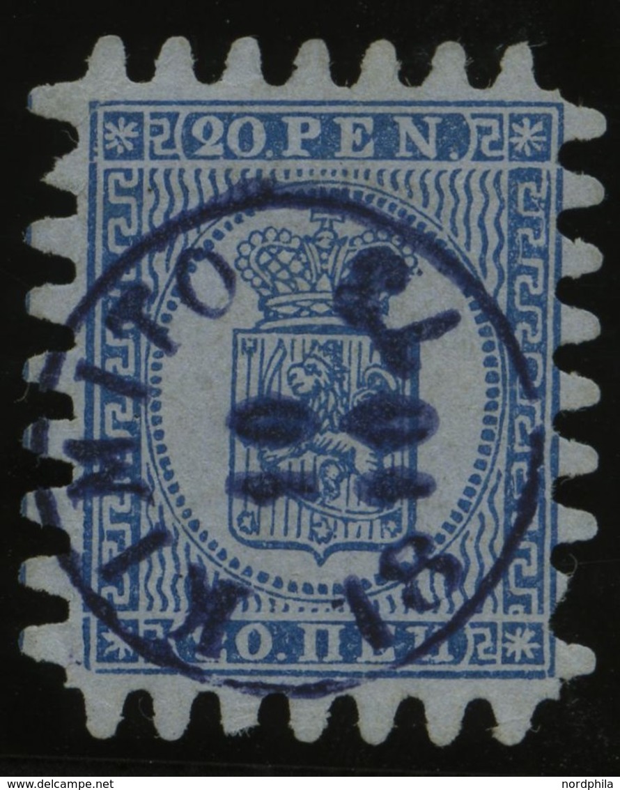 FINNLAND 8C O, 1866, 20 P. Blau, Blauer K1 KIMITO, Zwei Kurze Zungen Sonst Pracht - Altri & Non Classificati