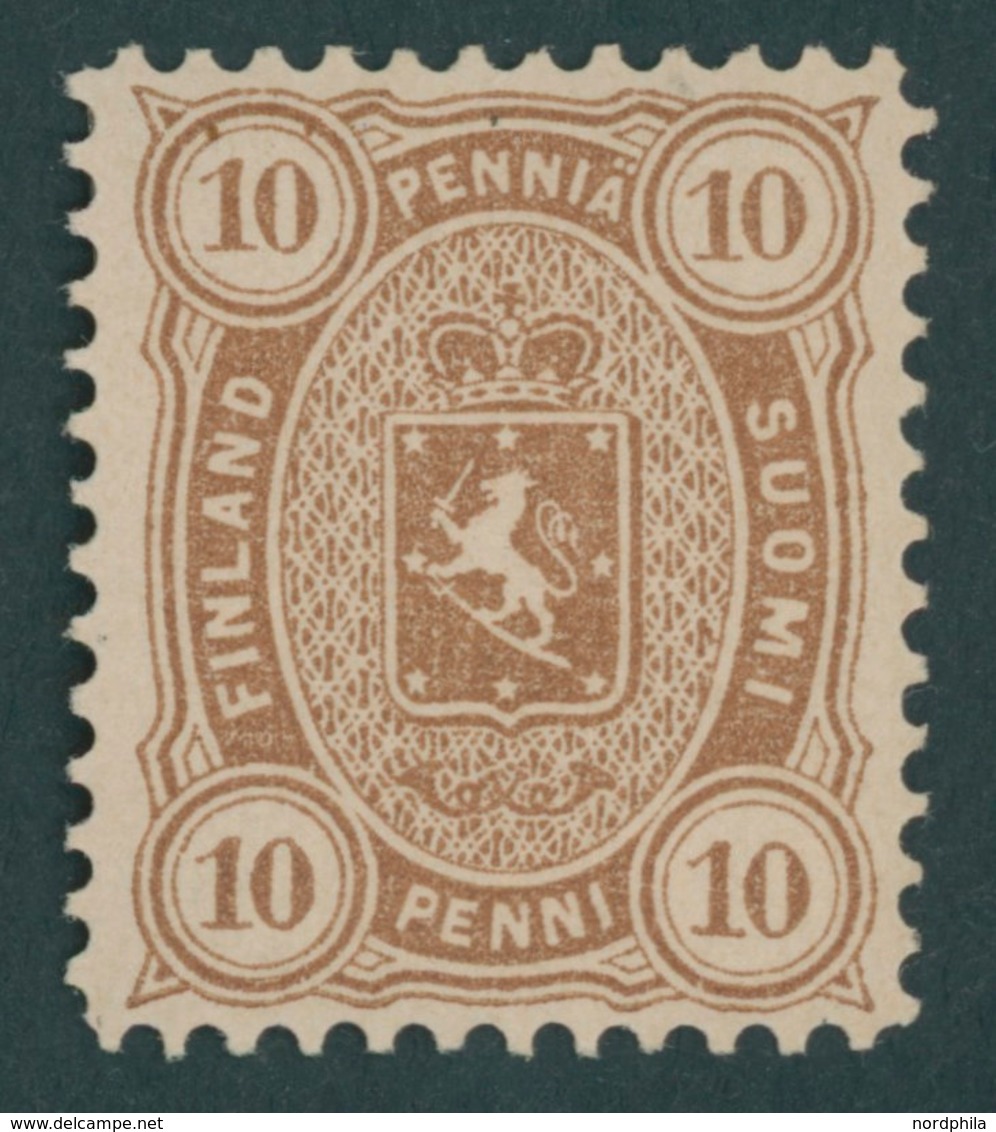FINNLAND 15Byb *, 1882, 10 P. Graubraun, Gezähnt L 121/2, Falzrest, Pracht, Mi. 120.- - Autres & Non Classés