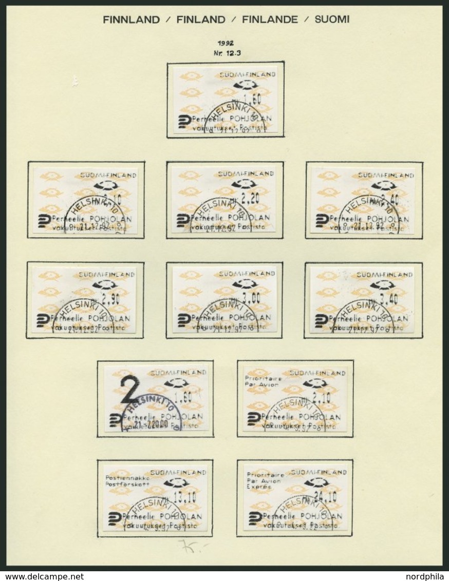 FINNLAND A 12 O, Automatenmarken: 1992, 89 Verschiedene Werte, Fast Nur Komplette Ausgaben, Pracht, Mi. 550.- - Autres & Non Classés