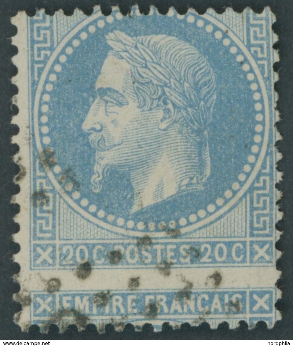 FRANKREICH 28 O, 1867, 20 C. Blau, Stark Verzähnt, Pracht - Sonstige & Ohne Zuordnung