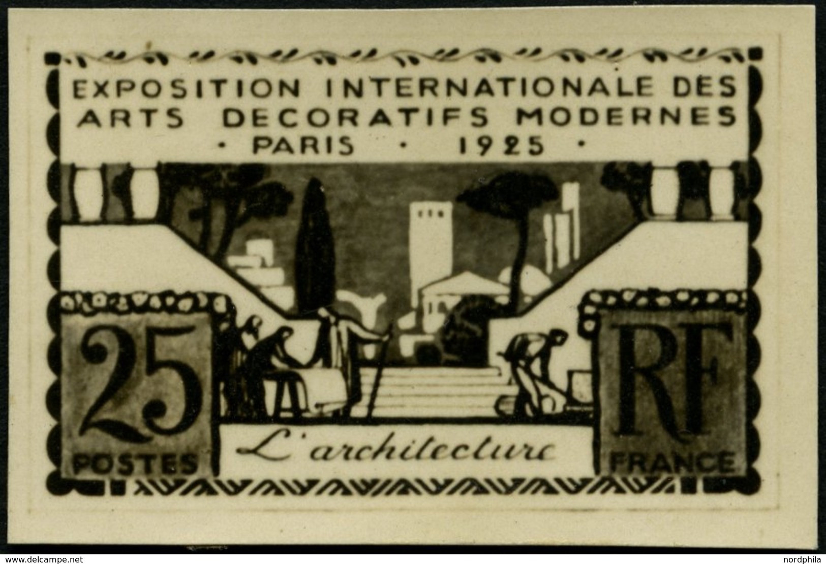 FRANKREICH 179P (*), 1925, 25 C. Schlossterrasse, Ungezähntes Fotoessay Auf Kartonpapier, Pracht, R! - Sonstige & Ohne Zuordnung