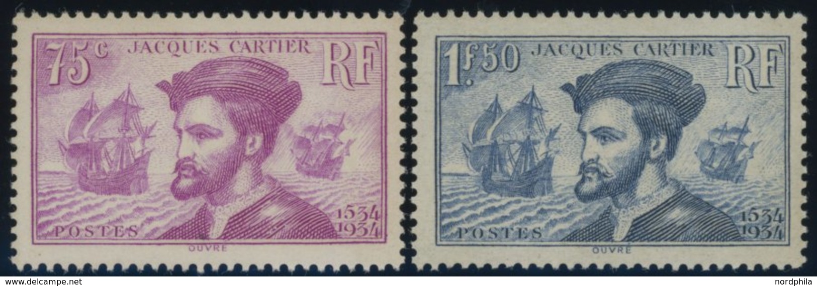 FRANKREICH 292/3 **, 1934, Jacques Cartier, Postfrisch, Pracht, Mi. 150.- - Other & Unclassified