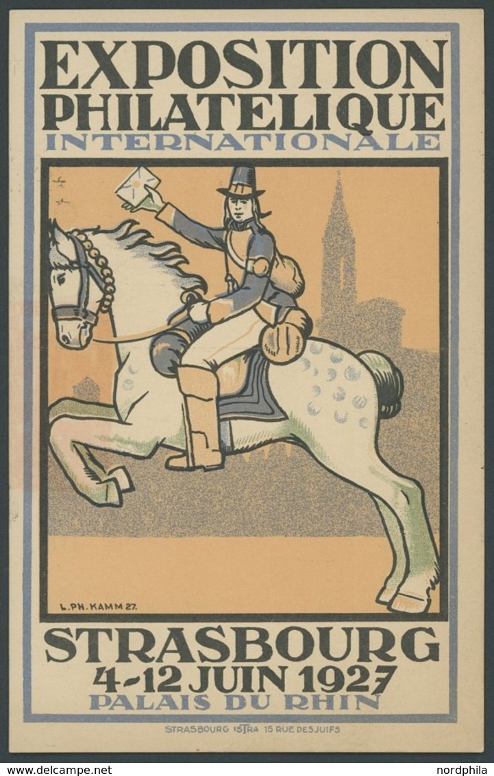 FRANKREICH 1927, SRASSBOURG EXPOSITION PHILATELIQUE, Sonderkarte Mit 2 Vignetten, Pracht - Sonstige & Ohne Zuordnung
