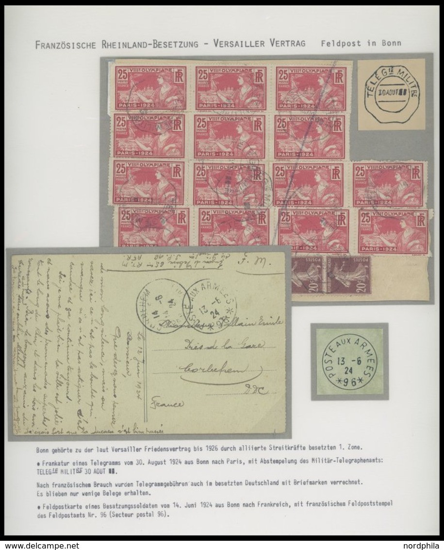 FRANKREICH FELDPOST Brief,BrfStk , 1924, Feldpostkarte Mit FP-Stempel Nr. 96 Und 17 Marken (15x Mi.Nr. 170) Auf Militärt - Militärstempel Ab 1900 (ausser Kriegszeiten)