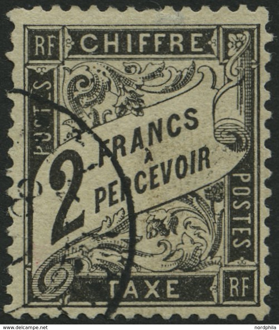 PORTOMARKEN P 22 O, 1882, 2 Fr. Schwarz, Feinst (kleine Helle Stelle), Gepr. Drahn, Mi. 900.- - Timbres-taxe