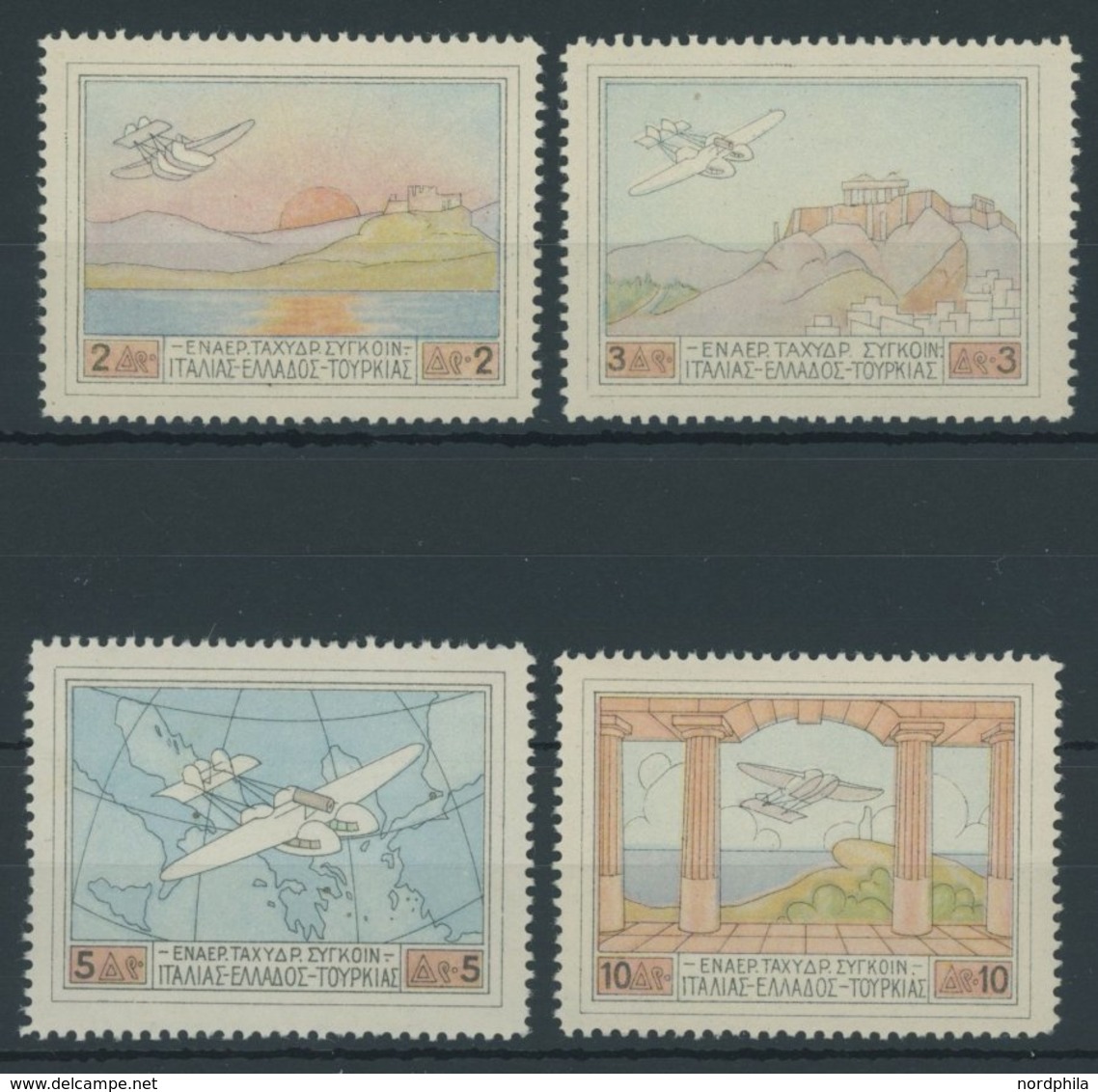 GRIECHENLAND 300-03 **, 1926, Halbamtliche Flugpostmarken, Postfrischer Prachtsatz, Mi. 130.- - Autres & Non Classés