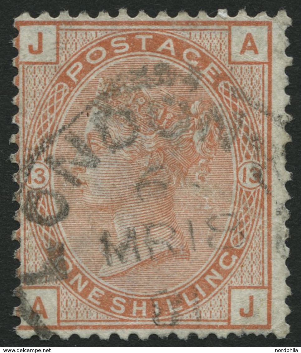 GROSSBRITANNIEN 53 O, 1880, 1 Sh. Braunorange, K1 LONDON, Leichte Knitterspuren, Feinst, Mi. 350.- - Autres & Non Classés