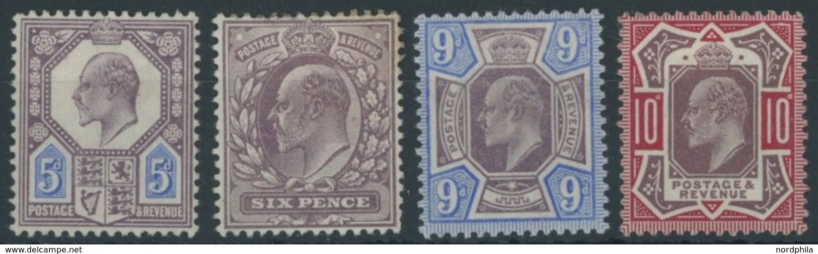 GROSSBRITANNIEN 110-13 *, 1902, 5 - 10 P. König Eduard VII, 4 Werte Feinst/Pracht, Mi. 180.- - Altri & Non Classificati