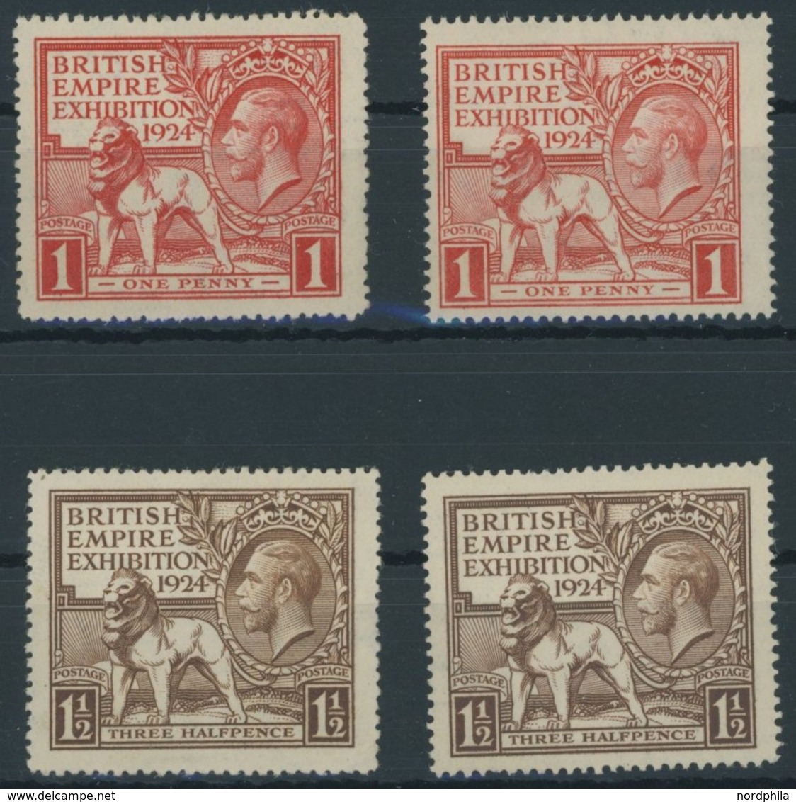 GROSSBRITANNIEN 166/7A,C **, 1924, Wembley, Beide Zähnungen, Postfrisch, 4 Prachtwerte, Mi. 75.- - Autres & Non Classés