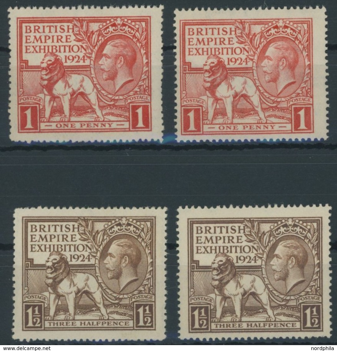 GROSSBRITANNIEN 166/7A,C **, 1924, Wembley, Beide Zähnungen, üblich Gezähnt, Postfrisch, 4 Prachtwerte, Mi. 75.- - Autres & Non Classés