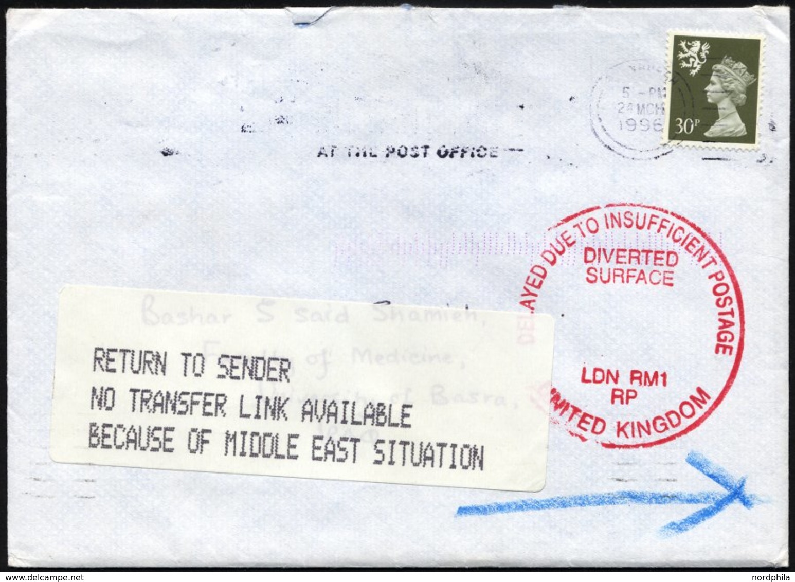 BRITISCHE MILITÄRPOST 1223 BRIEF, 1991/6, 20 P. Schwarz Mit K2 FIELD POST OFFICE/1043 Und Handschriftlicher Vermerk HM F - Used Stamps