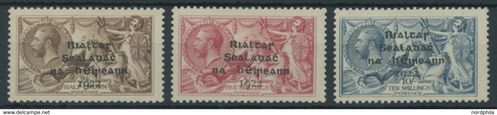 IRLAND 9-11I *, 1922, Vierzeiliger Aufdruck, Falzreste, Prachtsatz - Autres & Non Classés