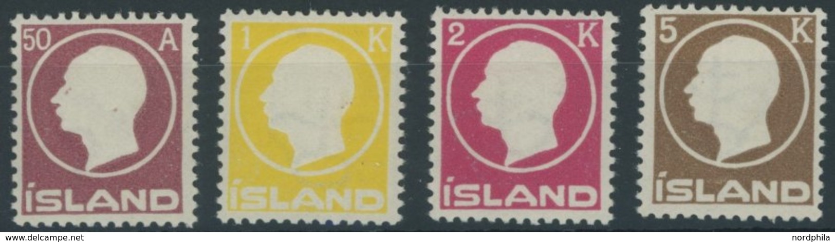 ISLAND 72-75 *, 1012, 50 A. - 5 Kr. König Frederik VIII, Falzrest, 4 Prachtwerte, Mi. 201.- - Sonstige & Ohne Zuordnung