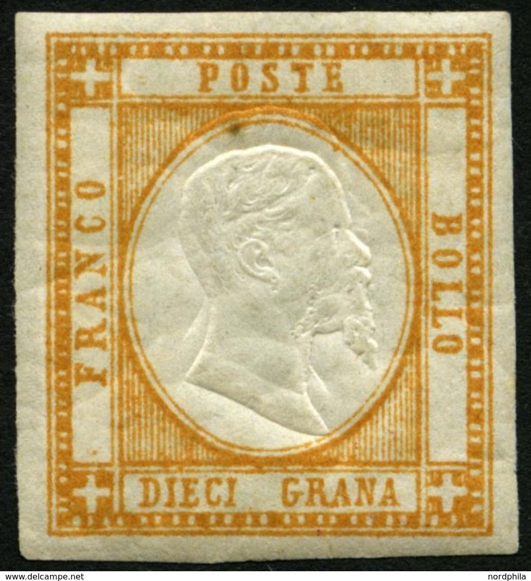 ITALIEN 6a *, 1861, 10 Gr. Orange Mit Leichter Doppelter Kopfprägung, Falzreste, Gummi Etwas Bügig, Pracht, Signiert Kos - Used