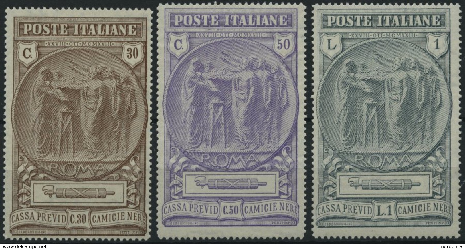 ITALIEN 182-85 *, 1923, Fürsorgekasse Der Nationalmiliz, Falzrest, 50 C. Leichte Bugspur Sonst Prachtsatz - Oblitérés