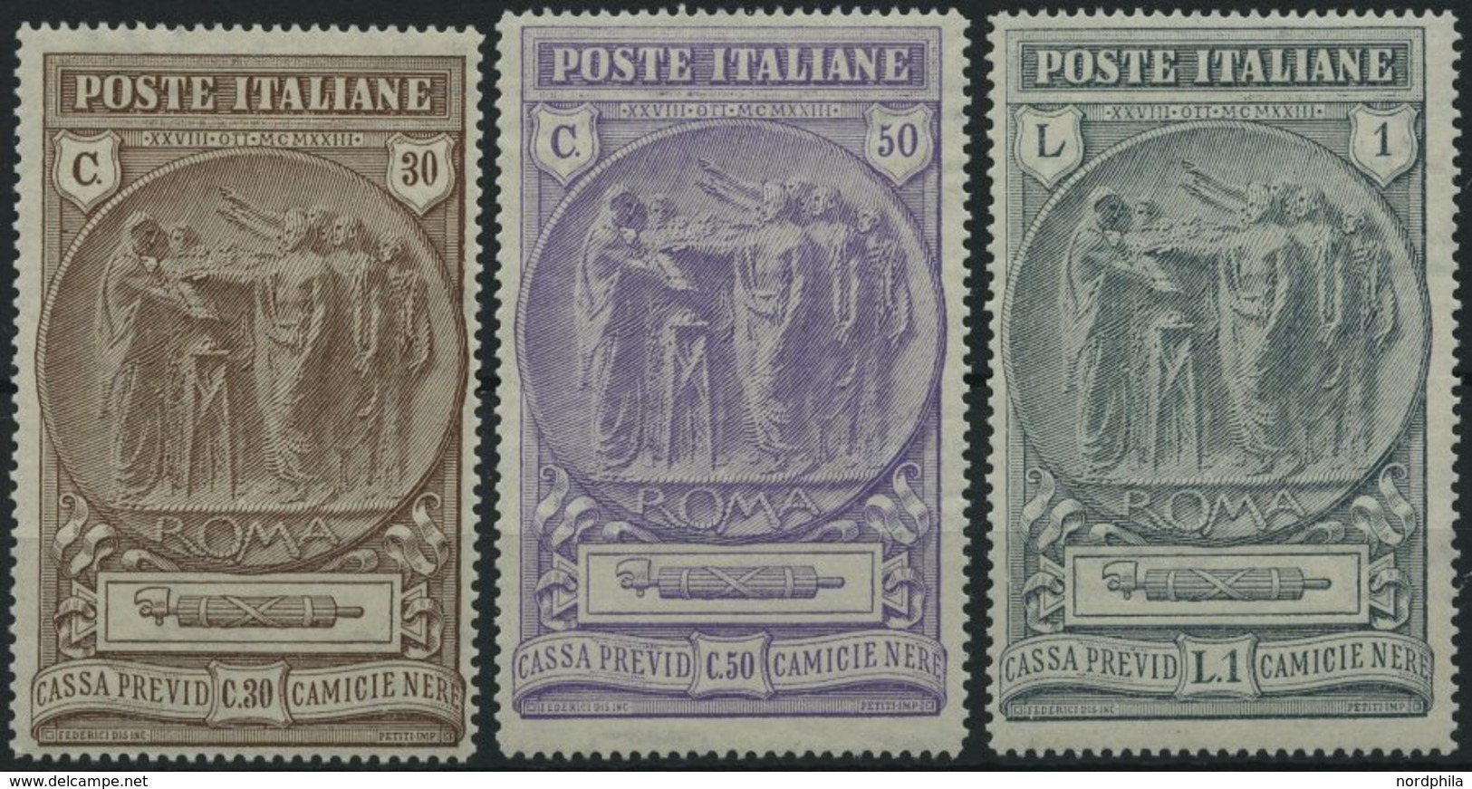 ITALIEN 182-85 *, 1923, Fürsorgekasse Der Nationalmiliz, Falzrest, 50 C. Leichte Bugspur Sonst Prachtsatz - Usati
