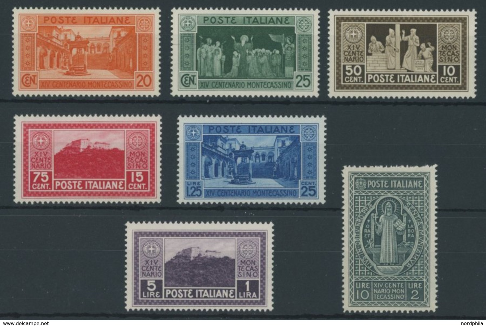 ITALIEN 318-24 **, 1929, Klosterabtei Monte Cassino, üblich Gezähnt, Postfrischer Prachtsatz, Mi. 90.- - Gebraucht