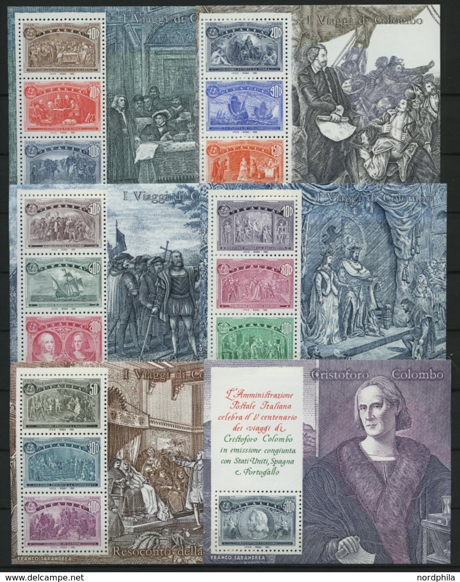 ITALIEN Bl. 9-14 **,o , 1992, Entdeckung Amerikas, Jeweils Postfrisch Und Mit Ersttagsstempeln, 2 Prachtsätze, Mi. 60.- - Used