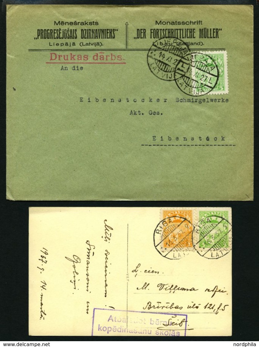 LETTLAND 1923-1940, Interessante Partie Von 45 Belegen Mit Verschiedenen Frankaturen, Dabei 9 Einschreibbriefe Und Ein E - Latvia
