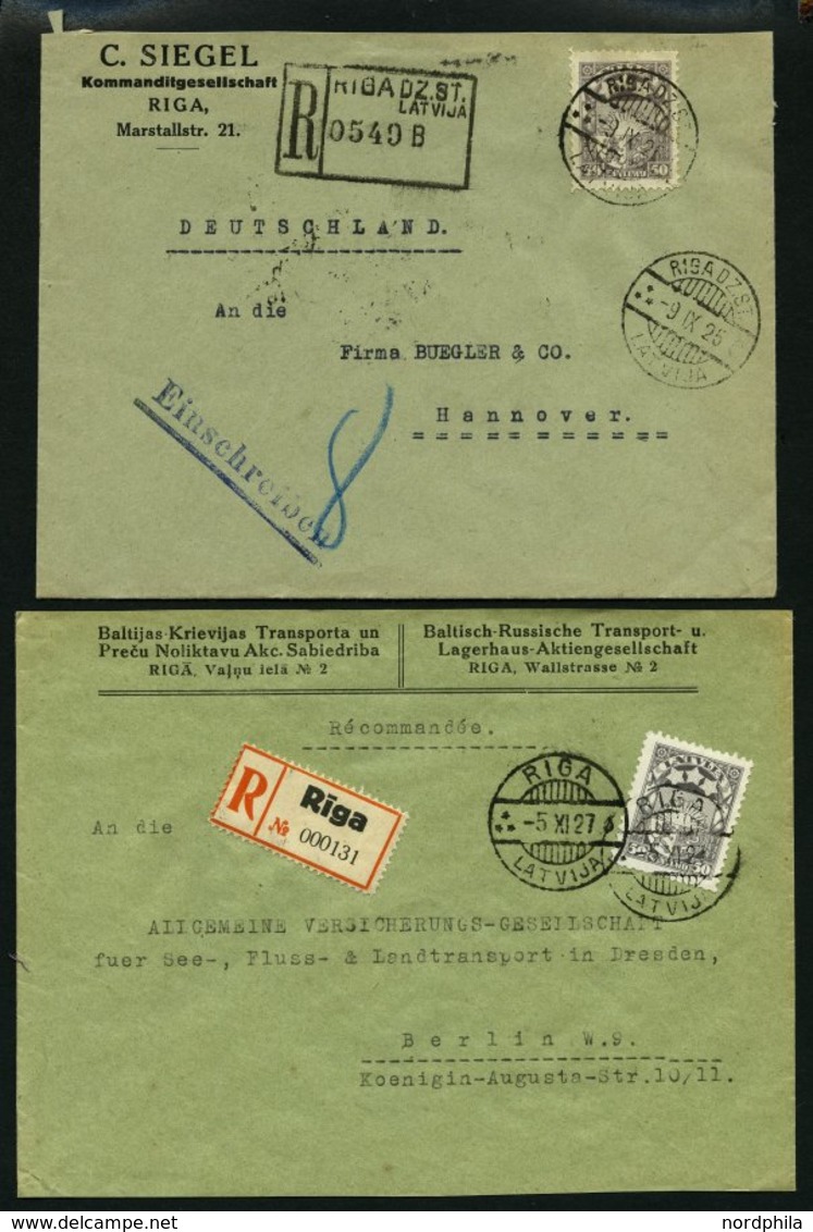 LETTLAND 1925-31, 8 Einschreiben Nach Deutschland Mit Verschiedenen Frankaturen, Fast Nur Prachterhaltung - Lettonie