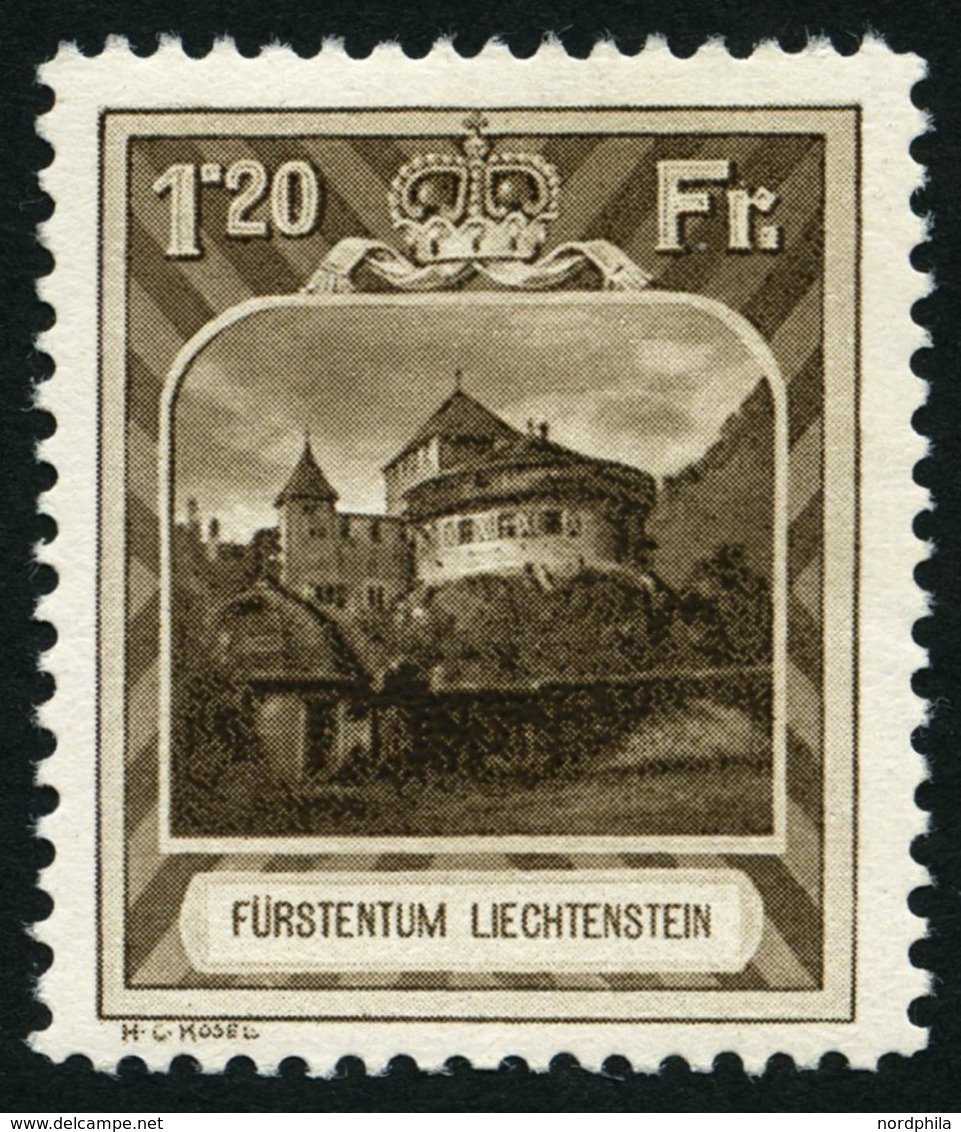 LIECHTENSTEIN 105B *, 1930, 1.20 Fr. Burg Vaduz, Gezähnt L 111/2, Pracht - Altri & Non Classificati