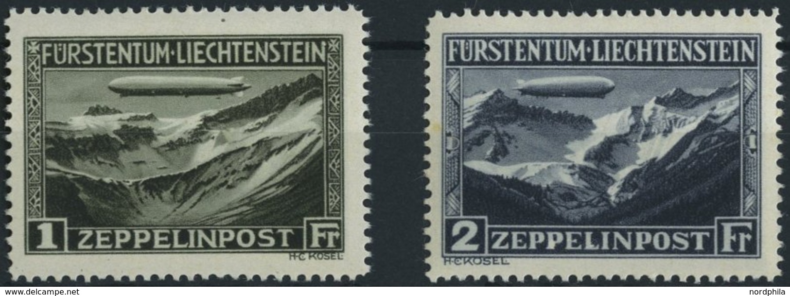 LIECHTENSTEIN 114/5 *, 1931, Graf Zeppelin, Falzreste, 2 Prachtwerte - Sonstige & Ohne Zuordnung