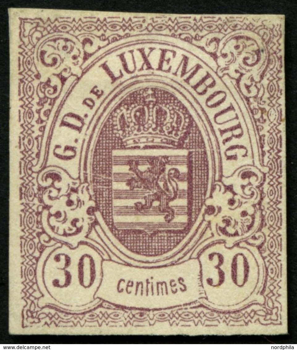 LUXEMBURG 9 (*), 1859, 30 C. Rotlila, Kleine Gummireste, Pracht, Gepr. Bühler, Mi. 360.- - Sonstige & Ohne Zuordnung