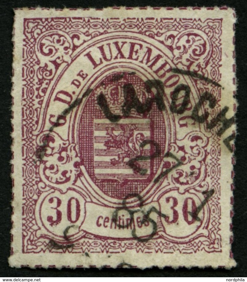 LUXEMBURG 21 O, 1871, 30 C. Lilarot, Pracht, Mi. 100.- - Sonstige & Ohne Zuordnung