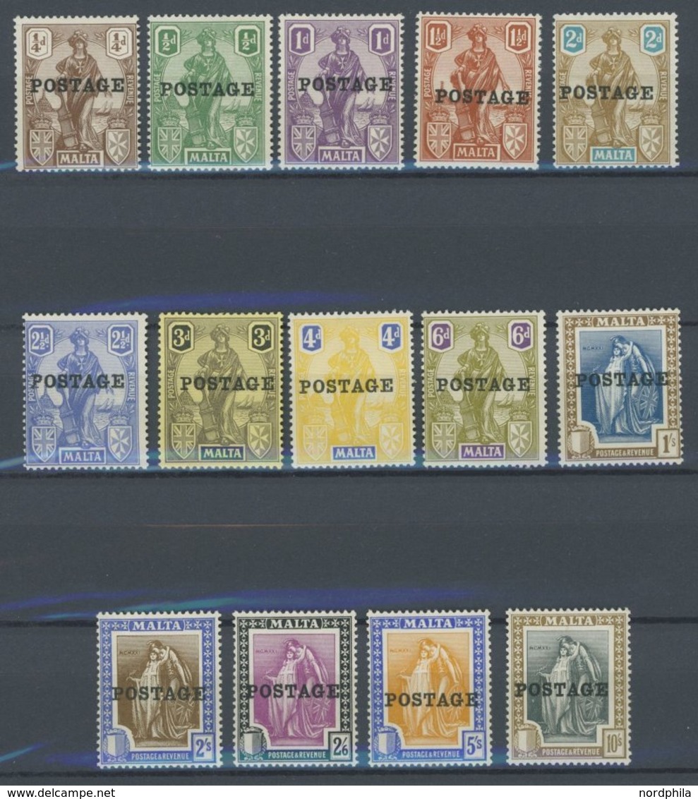 MALTA 101-14 **, 1926, Freimarken, Aufdruck POSTAGE, Postfrischer Prachtsatz, Signiert Zumstein, Mi. 200.- - Malta