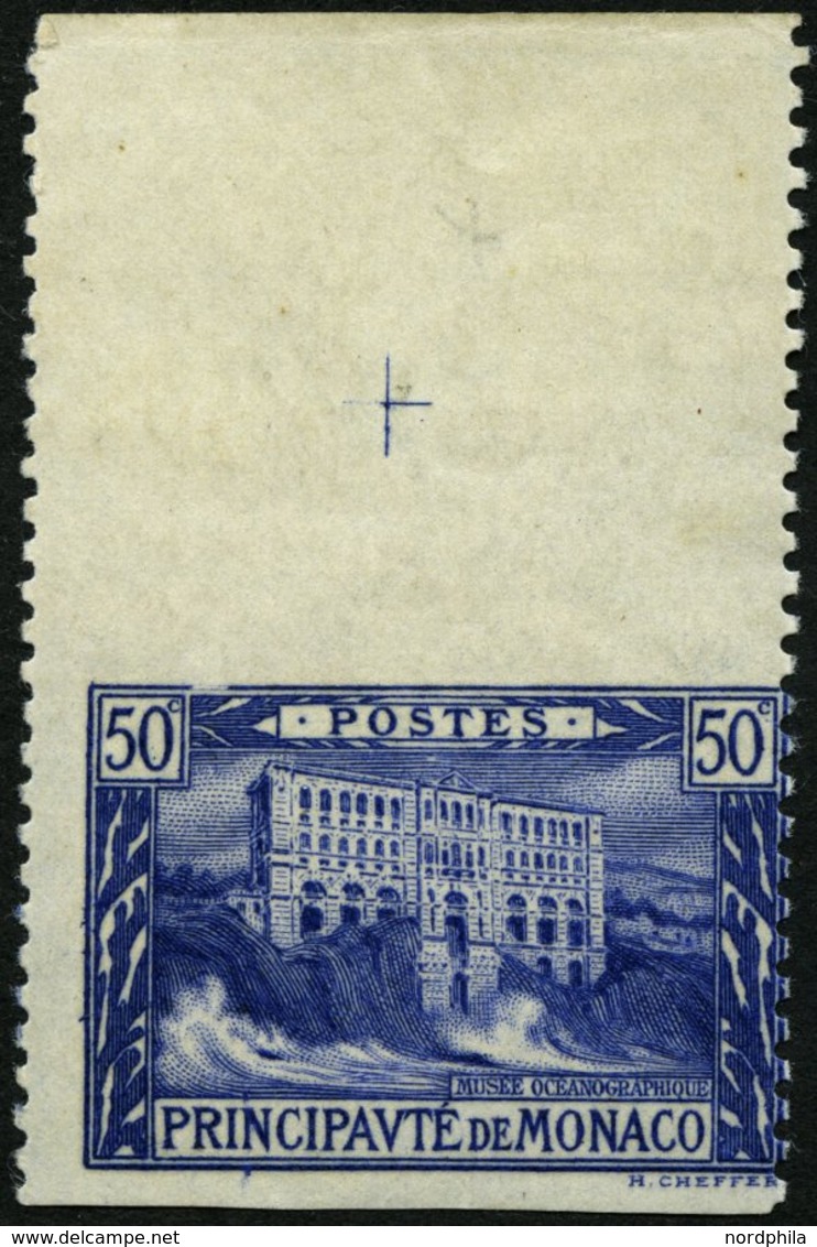 MONACO 58Uw **, 1922, 50 Pf. Ultramarin, Waagerecht Ungezähnt, Oberrandstück, Pracht, R! - Sonstige & Ohne Zuordnung