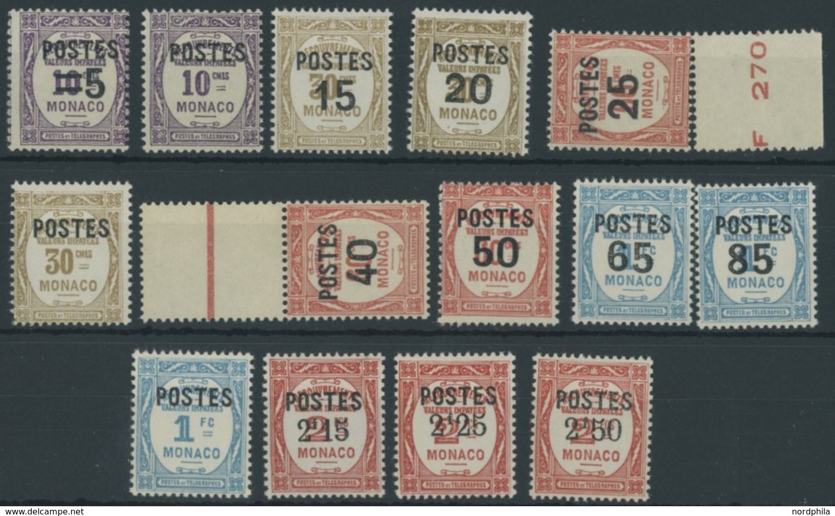 MONACO 149-62 **, 1937, Postauftragsmarken, Prachtsatz, Mi. 150.- - Autres & Non Classés