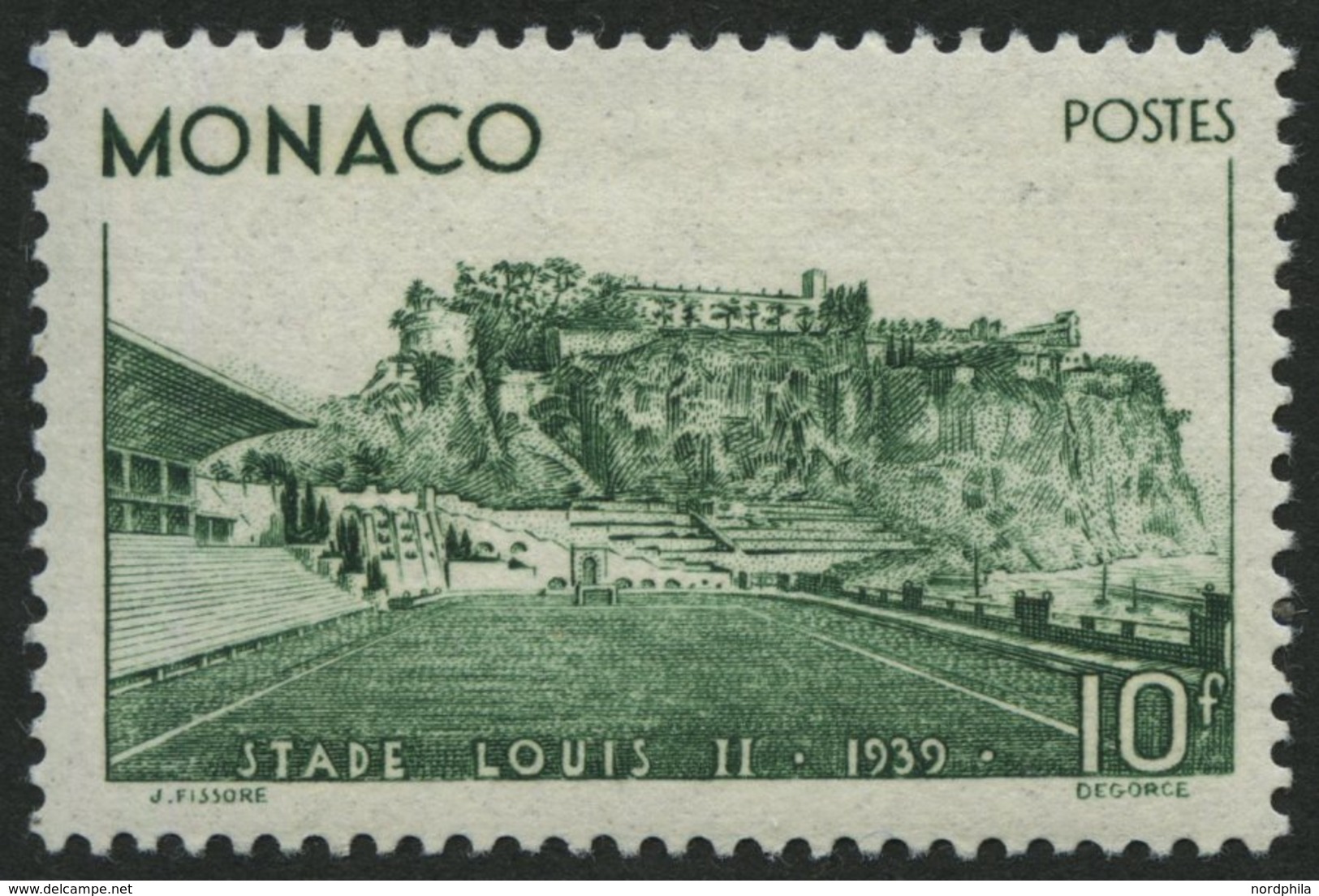 MONACO 189 *, 1939, 10 Fr. Einweihung Des Louis II. Stadions, Falzrest, Pracht - Sonstige & Ohne Zuordnung